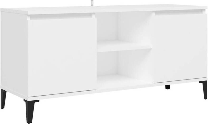 The Living Store TV-meubel Industrieel 103.5 x 35 x 50 cm Wit Bewerkt hout en metaal