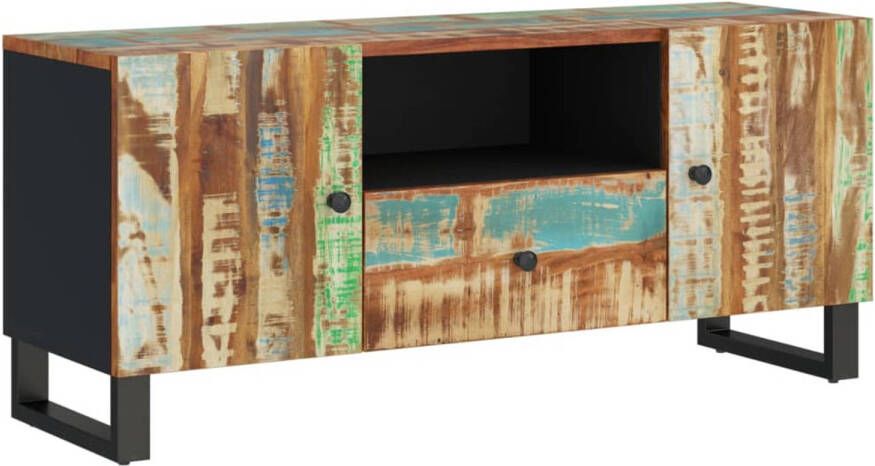 The Living Store TV-meubel Industrieel 105x33.5x46 cm Massief gerecycled hout bewerkt hout en ijzer - Foto 1