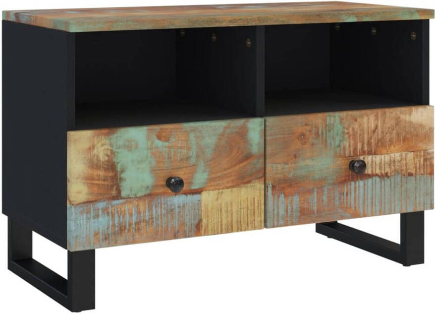 The Living Store Tv-meubel Industrieel 70 x 33 x 46 cm Massief gerecycled hout Zwart frame