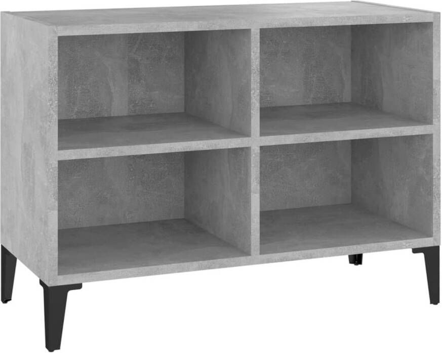 The Living Store TV-meubel Industrieel 69.5 x 30 x 50 cm Betongrijs Met 4 poten 4 vakken
