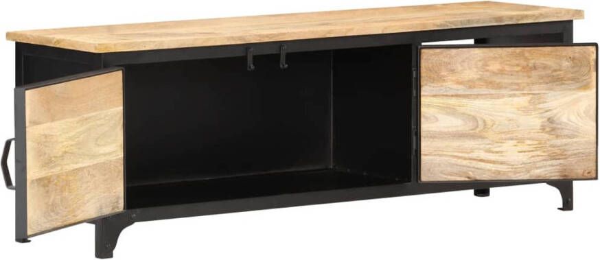The Living Store TV-meubel Industriële Stijl 120 x 30 x 40 cm Handgemaakt Mangohout Staal