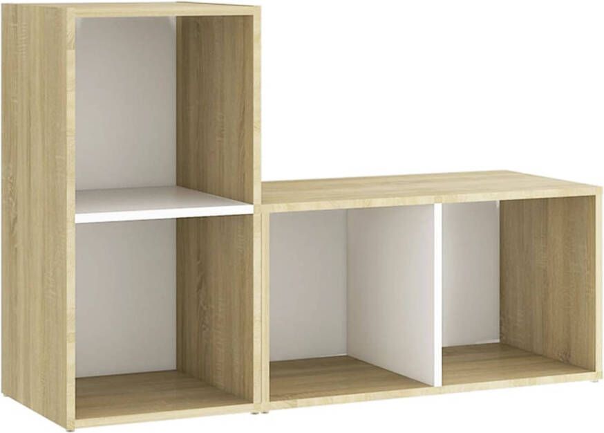 The Living Store TV-meubel klassiek ontwerp 72 x 35 x 36.5 cm wit en sonoma eiken - Foto 1