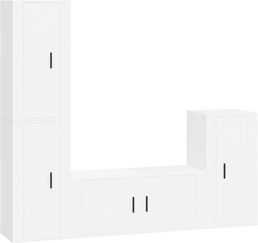 The Living Store TV-meubel klassiek design bewerkt hout wandgemonteerd wit 100 x 34.5 x 40 cm 3 x 40 x 34.5 x 80 cm