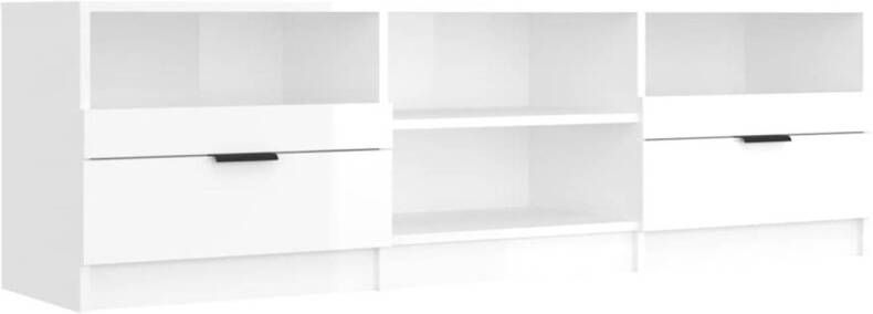 The Living Store Tv-meubel 150x33 5x45 cm bewerkt hout hoogglans wit - Foto 1