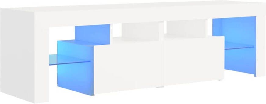 The Living Store Tv-meubel LED-verlichting 140 x 36.5 x 40 cm Wit Bewerkt hout