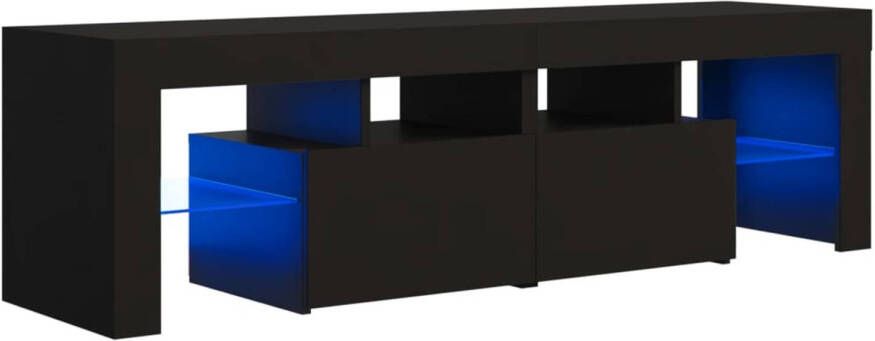 The Living Store TV-meubel LED-verlichting zwart 140x36.5x40cm trendy ontwerp ruime opbergruimte