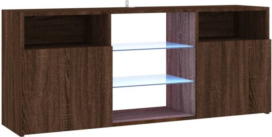 The Living Store TV-meubel LED-verlichting Bruineiken 120 x 30 x 50 cm Duurzaam materiaal