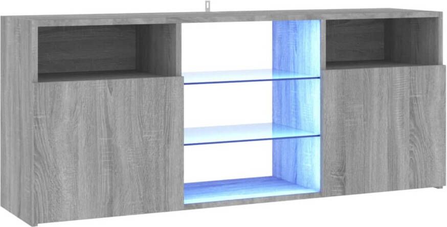 The Living Store TV-meubel LED-verlichting Grijs Sonoma Eiken 120x30x50cm - Foto 1