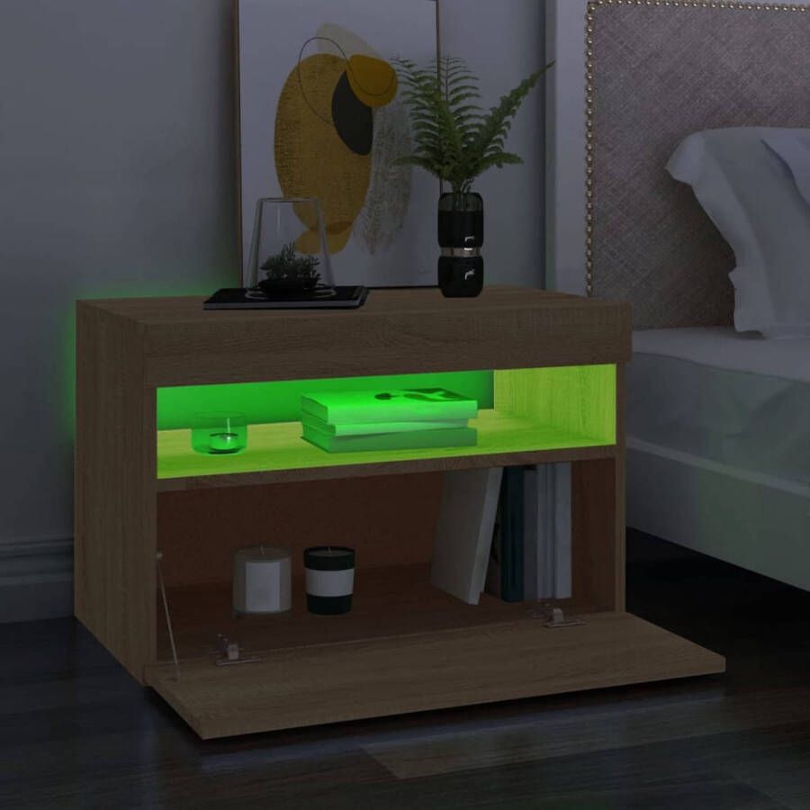 The Living Store Tv-meubel met LED-verlichting 60x35x40 cm sonoma eikenkleurig