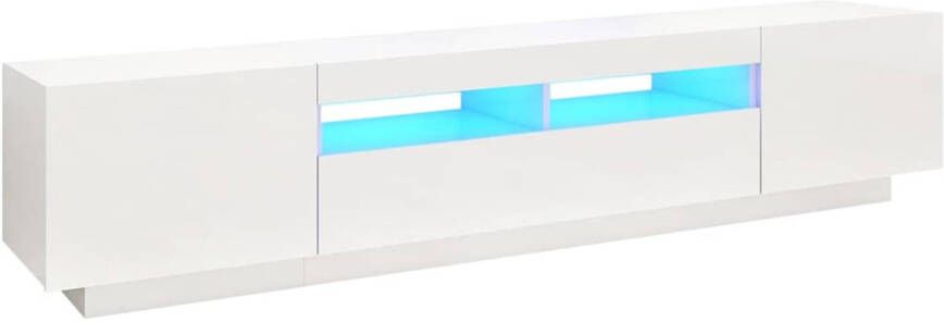 The Living Store TV-meubel LED-verlichting hoogglans wit bewerkt hout 200 x 35 x 40 cm RGB LED-verlichting - Foto 1