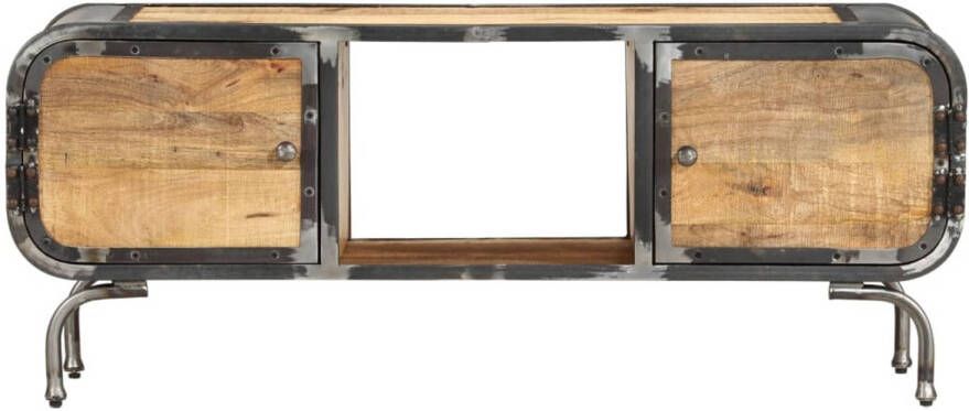 The Living Store Strato Houten Tv-meubel 110 x 30 x 42 cm Massief Mangohout en IJzer