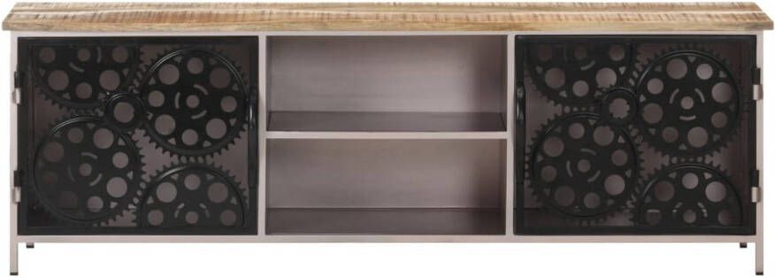 The Living Store TV-meubel Mangohout 120x30x40 cm met kettingbladen