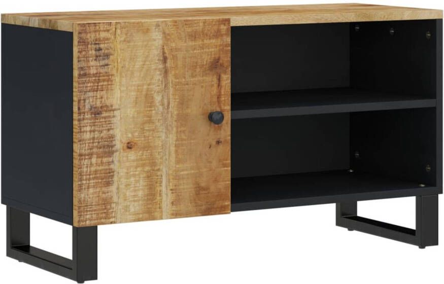 The Living Store Tv-meubel Mangohout Massief 80x33x46 cm Opbergruimte