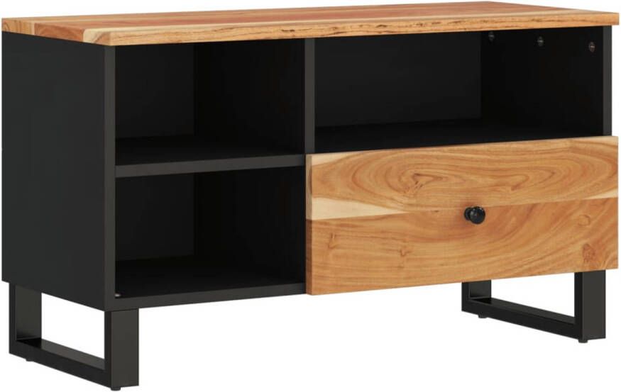 The Living Store TV-meubel Massief Acaciahout 80 x 33 x 46 cm Opbergruimte Stabiele poten Uitstalfunctie