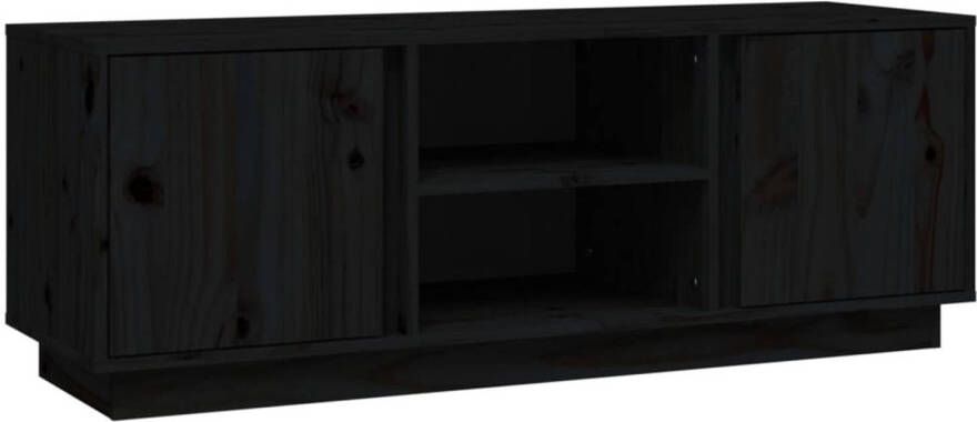 The Living Store Tv-meubel Massief Grenenhout Trendy Tv-kast 110x35x40.5cmZwart