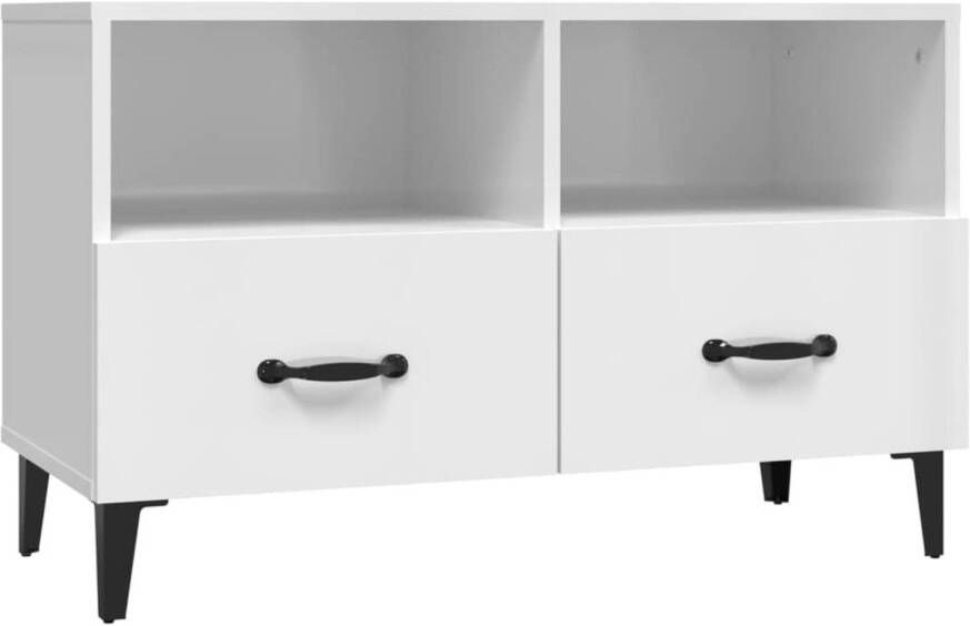 The Living Store vidaXL TV Meubel TV Kast Tv-meubel 80x36x50 cm bewerkt hout hoogglans wit Media Kast Woonkamer Meubilair Wit Meubilair