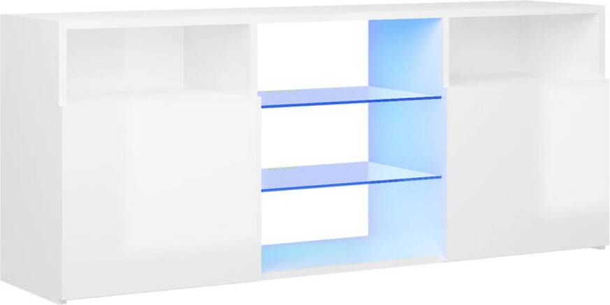 The Living Store Tv-meubel met LED-verlichting 120x30x50 cm hoogglans wit Kast