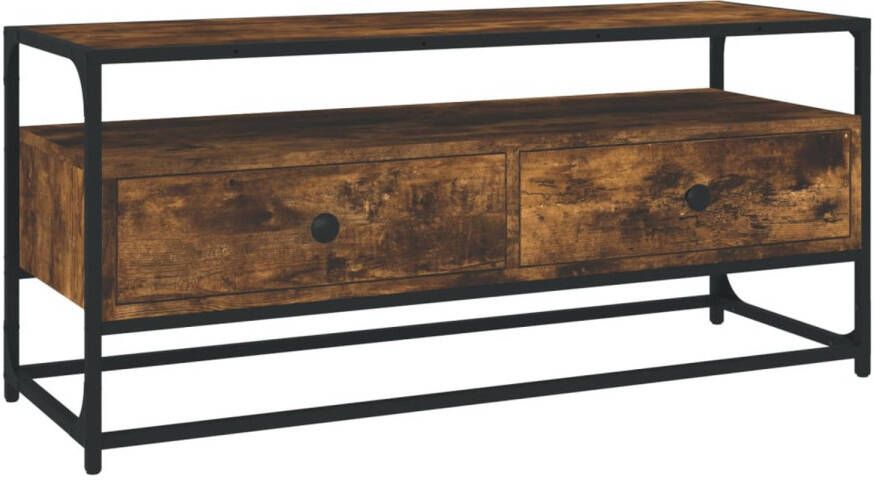 The Living Store vidaXL Tv-meubel 100x35x45 cm bewerkt hout gerookt eikenkleurig Tv-meubel Salontafel Houten Meubilair Kastje Bergruimte