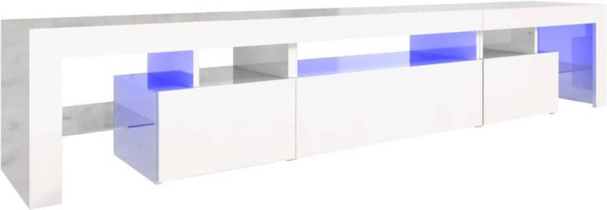 The Living Store Tv-Meubel Middelgroot Hoogglans Wit 215x36.5x40cm Met RGB LED-verlichting