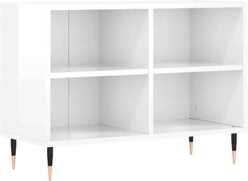 The Living Store Tv-meubel 69-5x30x50 cm bewerkt hout hoogglans wit Kast - Foto 1