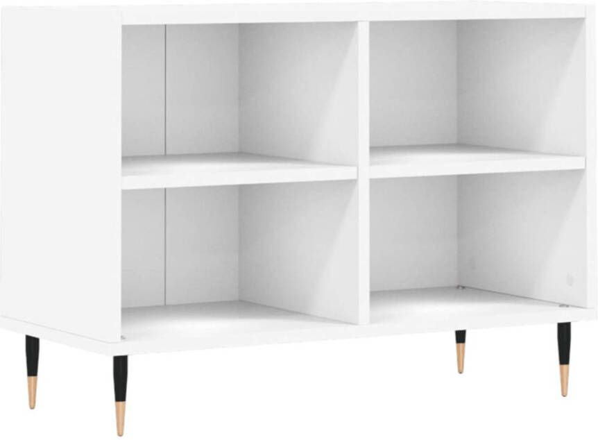 The Living Store Tv-meubel naam Tv-meubel 69.5 x 30 x 50 cm Opbergruimte Stabiel Wit Bewerkt hout en ijzer