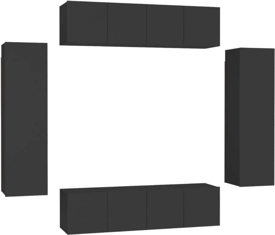 The Living Store Tv-meubel naam wandbevestiging meerdere vakken eenvoudig te onderhouden zwart spaanplaat L- 60x30x30cm M- 30.5x30x110cm montage vereist