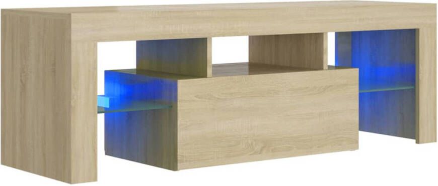 The Living Store TV-meubel Nordic TV-meubel Sonoma Eiken 120 x 35 x 40 cm Met RGB LED-verlichting