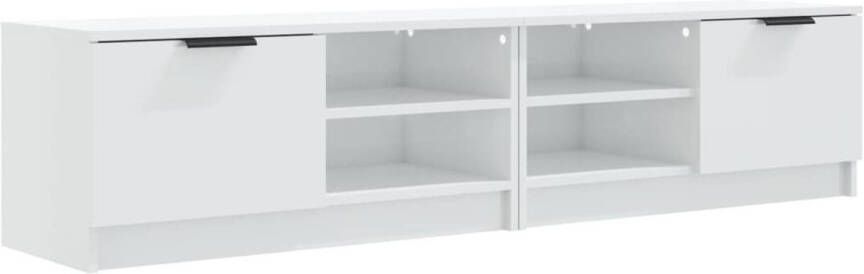 The Living Store TV-meubel Praktisch bewerkt hout Hoogglans wit 80x35x36.5 cm