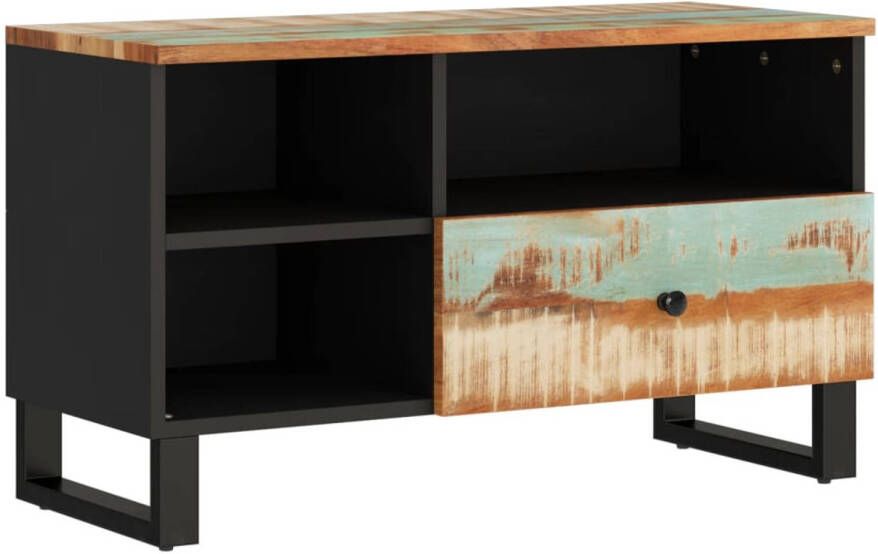 The Living Store Tv-meubel 80x33x46 cm massief hergebruikt hout en bewerkt hout Kast - Foto 1