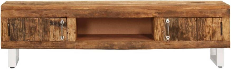 The Living Store TV-meubel Retro Hout 140x30x40 cm Massief gerecycled hout 2 deuren