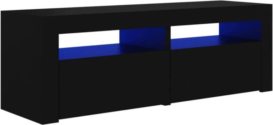 The Living Store TV-meubel RGB LED-verlichting 120 x 35 x 40 cm Zwart Bewerkt hout