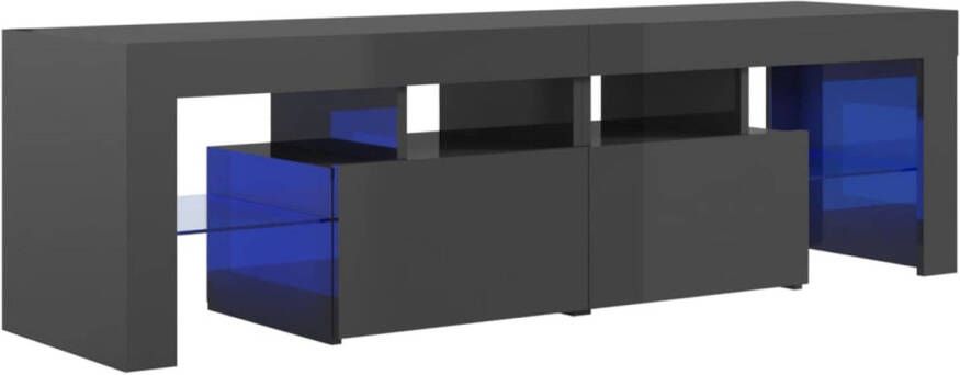 The Living Store Tv-meubel met LED-verlichting 140x36-5x40 cm hoogglans grijs Kast - Foto 1