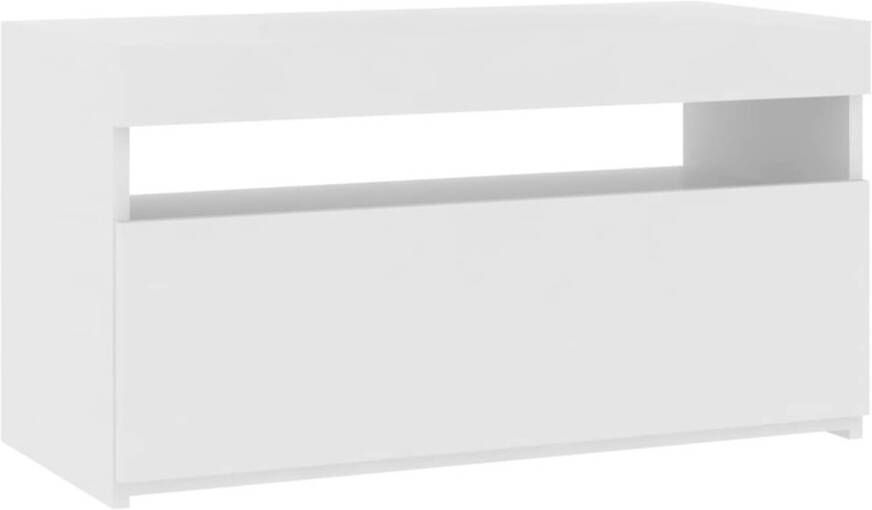 The Living Store vidaXL Tv-meubel met LED-verlichting 75x35x40 cm hoogglans wit Tv-meubel Led Verlichting Media Kast Houten Meubilair Modern Tv-meubel