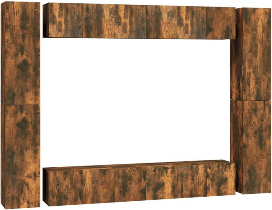 The Living Store TV-meubel Set Gerookt Eiken 60x30x30cm 30.5x30x90cm Wandgemonteerd - Foto 1