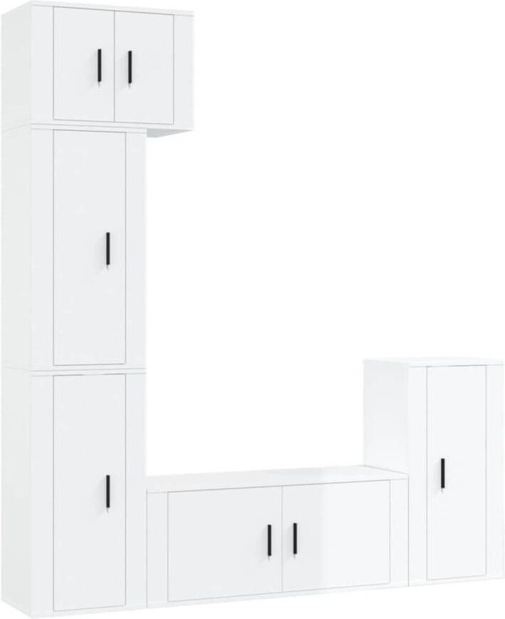 The Living Store TV-meubel set Hoogglans wit 1x 57x34.5x40 cm 3x 40x34.5x80 cm 1x 100x34.5x40 cm - Foto 1