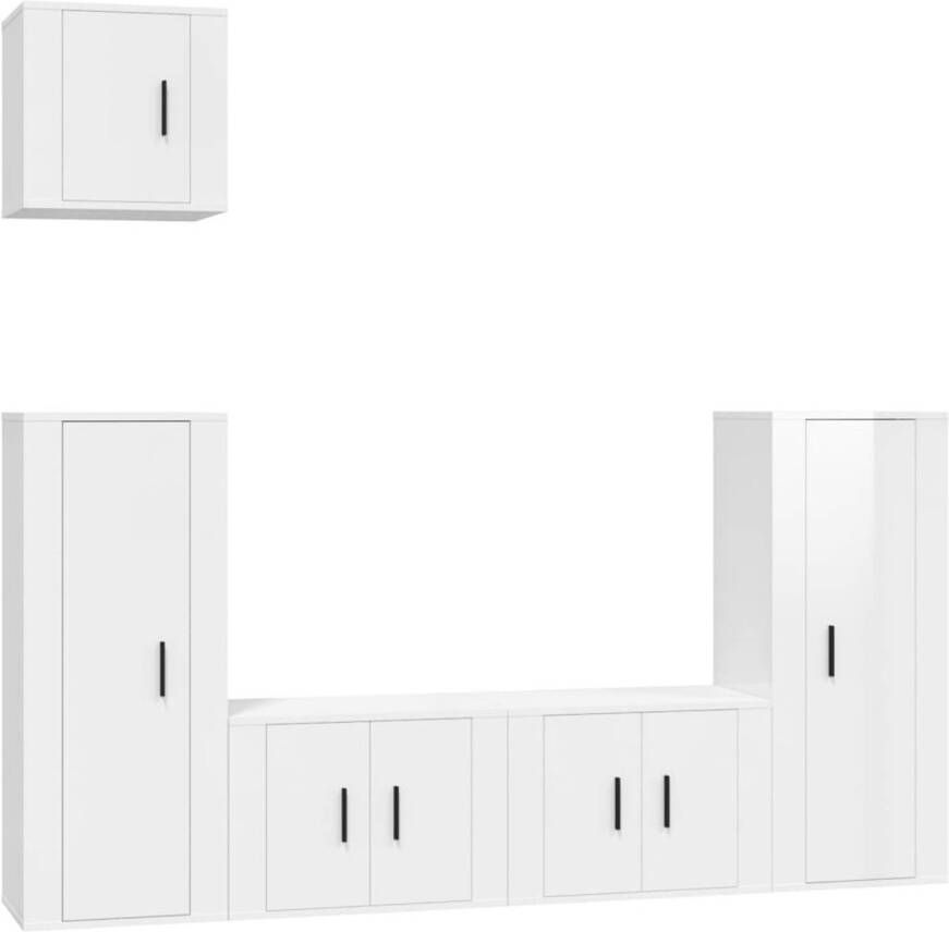 The Living Store Tv-meubel set Klassiek Hoogglans wit 57x34.5x40 cm 40x34.5x100 cm 40x34.5x40 cm