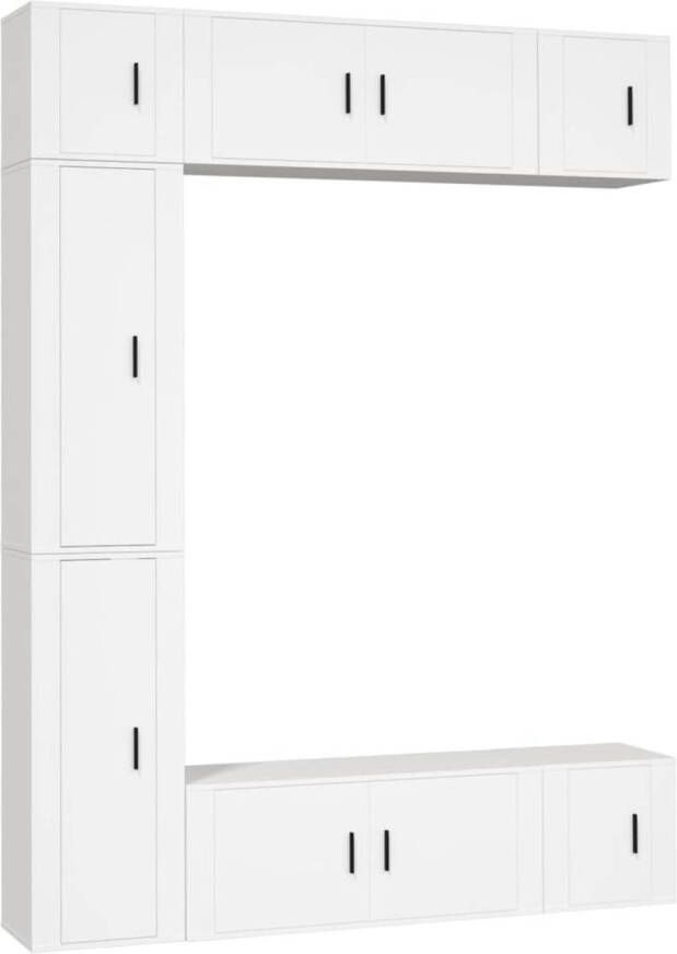 The Living Store Tv-meubel set Klassiek Wandgemonteerd Wit 2x 40x34.5x100cm 2x 100x34.5x40cm 3x 40x34.5x40cm Hoogwaardig materiaal