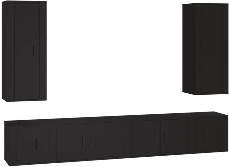 The Living Store TV-meubel set TV-meubel (40x34.5x100cm) TV-meubel (80x34.5x40cm) zwart