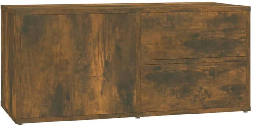 The Living Store TV-meubel Smoked Oak 80x34x36cm Stevig en praktisch houten televisiemeubel - Foto 1