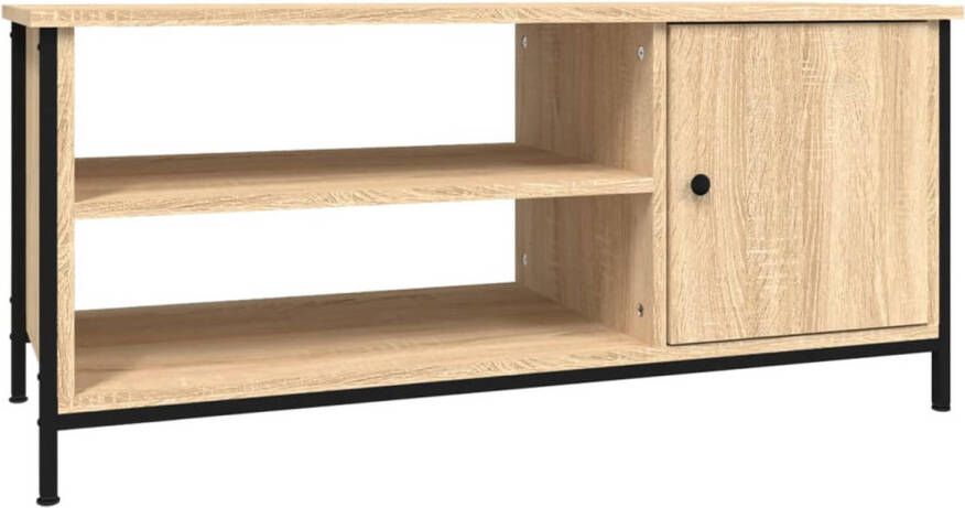 The Living Store TV-meubel Sonoma eiken 100 x 40 x 45 cm Duurzaam materiaal Voldoende opbergruimte Stevig blad Praktische deur Metalen voeten