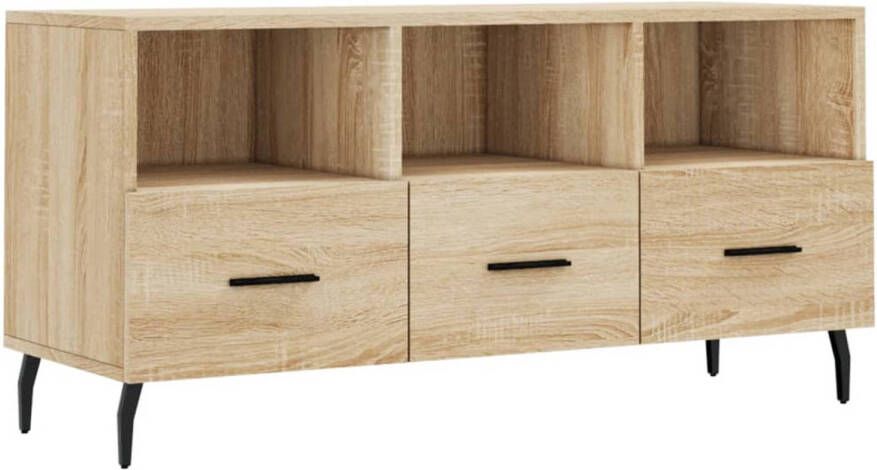The Living Store TV-meubel Sonoma Eiken 102 x 36 x 50 cm Bewerkt hout en ijzer - Foto 1