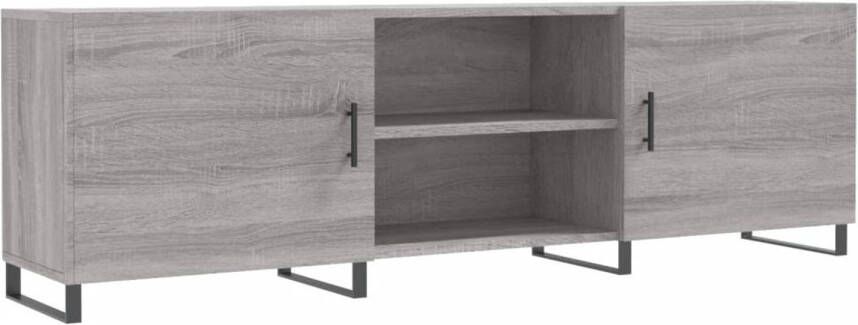 The Living Store TV-meubel Sonoma Eiken 150 x 30 x 50 cm opbergruimte decoratief grijs bewerkt hout en ijzer - Foto 1