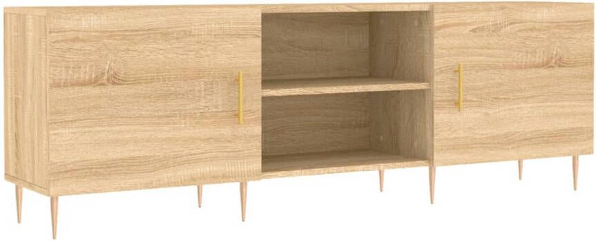 The Living Store TV-meubel Sonoma Eiken 150 x 30 x 50 cm Opbergruimte Decoratief Wandmontage vereist Bewerkt hout en ijzer