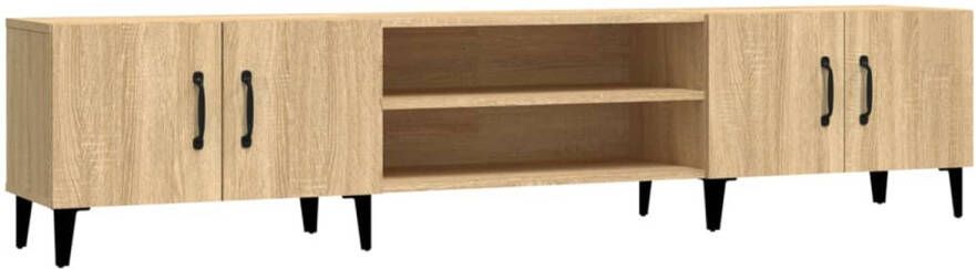 The Living Store TV-meubel Sonoma Eiken Serie- Trendy Vier vakken en vier deuren 180 x 31.5 x 40 cm Met metalen voeten