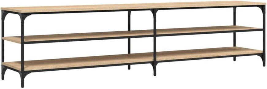 The Living Store TV-meubel Trendy en praktisch ontwerp Hoge kwaliteit bewerkt hout Sterk metalen frame Veel opbergruimte Stevig blad Sonoma eiken 200 x 30 x 50 cm (L x B x H)