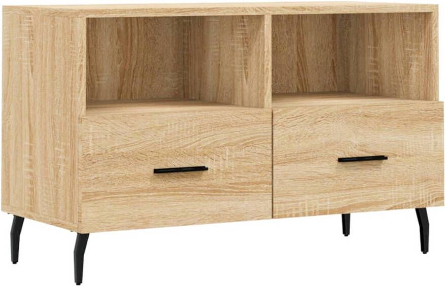 The Living Store TV-meubel Sonoma Eiken 80 x 36 x 50 cm Bewerkt hout en ijzer - Foto 1