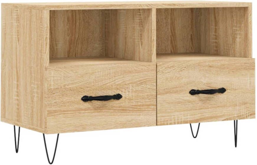 The Living Store Tv-meubel Sonoma eiken 80 x 36 x 50 cm opbergruimte en presenteerfunctie