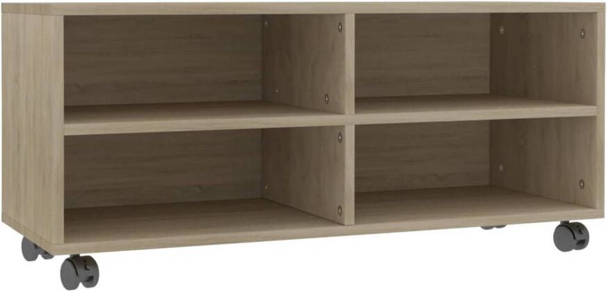 The Living Store tv-meubel Sonoma Eiken 90 x 35 x 35 cm Stevig en Duurzaam 4 Open Vakken Gemakkelijk te Verplaatsen