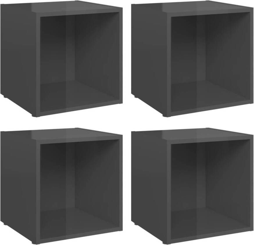 The Living Store Tv-meubel Stereokasten Hoogglans grijs 37x35x37 cm Stabiel en duurzaam