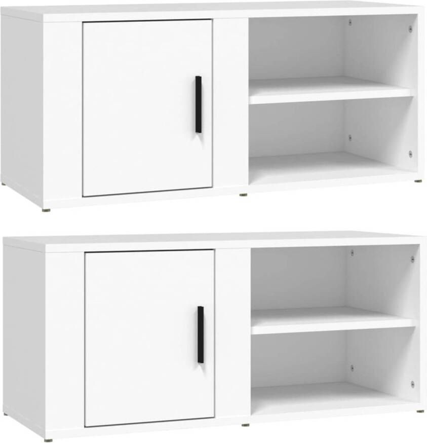 The Living Store TV-meubel Stevige Televisiekasten Wit 80 x 31.5 x 36 cm (B x D x H) Bewerkt hout - Foto 1